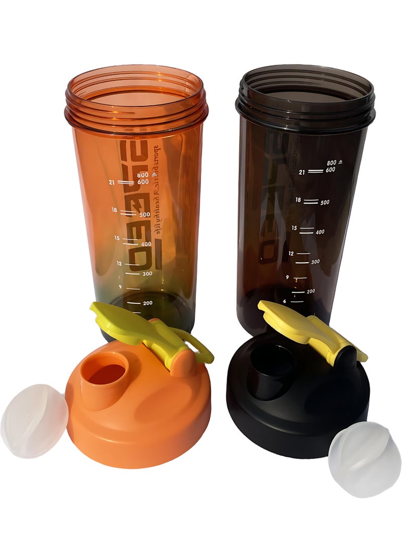 DAKEEN 2-Pack 800ml Protein Shaker Bottles – BPA-Free, Leak-Proof Mixer Cups for Smoothies & Shakes, Ideal as Protein Bottle Blender Cocktail Shaker Cup for Gym Fitness Home Pre Workout Male and Female - Image 2