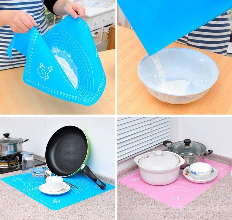 JRT Silicone Baking Mat for Pastry Rolling with Measurements Pastry Rolling Mat Reusable NonStick Chapati Mat Atta Kneading Mat Stretchable for Kitchen Pink Color - Image 2