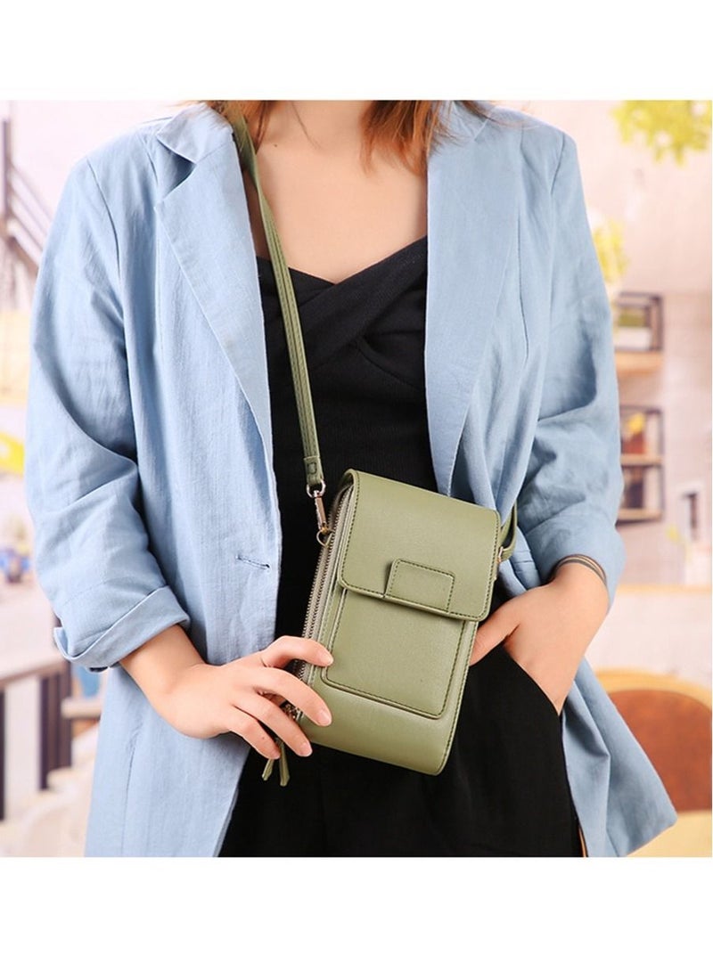 Women Bags Soft Leather Wallets Touch Screen Cell Phone Purse Crossbody - Image 3
