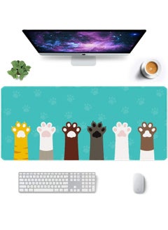 Large Mouse Pad Full Desk XXL Extended Gaming Mouse Pad 35In X 15In Waterproof Desk Mat with Stitched Edge Non Slip Laptop Computer Keyboard Mousepad for Office Home Cat Paws Design