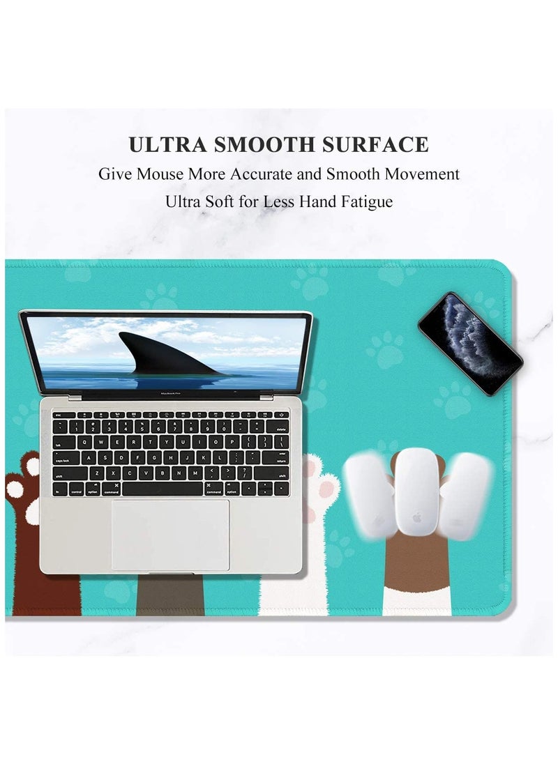 SYOSI - Large Mouse Pad Full Desk XXL Extended Gaming Mouse Pad 35In X 15In Waterproof Desk Mat with Stitched Edge Non Slip Laptop Computer Keyboard Mousepad for Office Home Cat Paws Design - Image 1