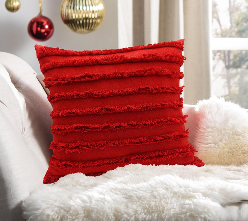 mosey Red Cushion Covers 16x16 Set of 2 | 100% Cotton | Theme Throw Pillow Covers 16 x 16 inch for Holiday Festive Home Decorations - Image 4