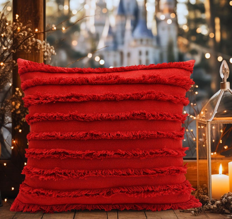 mosey Red Cushion Covers 16x16 Set of 2 | 100% Cotton | Theme Throw Pillow Covers 16 x 16 inch for Holiday Festive Home Decorations - Image 5