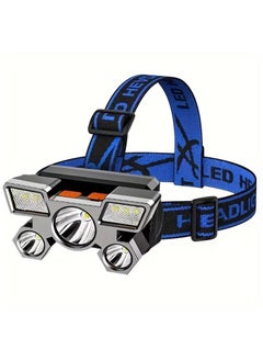 Scrolls 2Pcs Rechargeable LED Headlamp, 5 LEDs COB Headlight, 800mAh Lithium Battery, 4 Modes USB Charging Hands-Free Flashlight for Camping Running Fishing with USB Cable Included  - Image 2