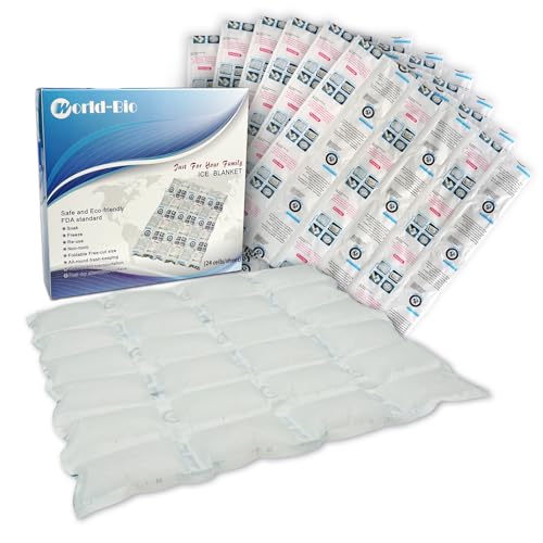 WORLD-BIO Shipping Cold Packs Dry Ice for Shipping Frozen Food, Freezer Ice Pack Sheets for Coolers 14'' X 13'', Flexible Freezer Cold Packs Keep Food Fresh Beverage Cold, 10 PCS Ice Blanket Sheets, 4 x 6 Cells - Image 1