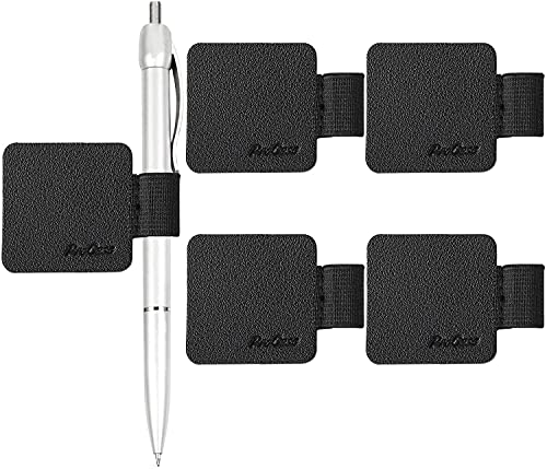 ProCase (5 Pack) Pen Loop Holder for Notebooks Journals Planners Tablet Case, Self Adhesive Leather Pencil Holder with Elastic Loop for Pens, Apple Pencil, Stylus Pen -Black - Image 1