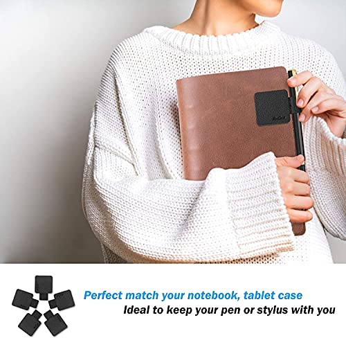 ProCase (5 Pack) Pen Loop Holder for Notebooks Journals Planners Tablet Case, Self Adhesive Leather Pencil Holder with Elastic Loop for Pens, Apple Pencil, Stylus Pen -Black - Image 3