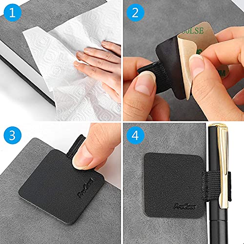 ProCase (5 Pack) Pen Loop Holder for Notebooks Journals Planners Tablet Case, Self Adhesive Leather Pencil Holder with Elastic Loop for Pens, Apple Pencil, Stylus Pen -Black - Image 2