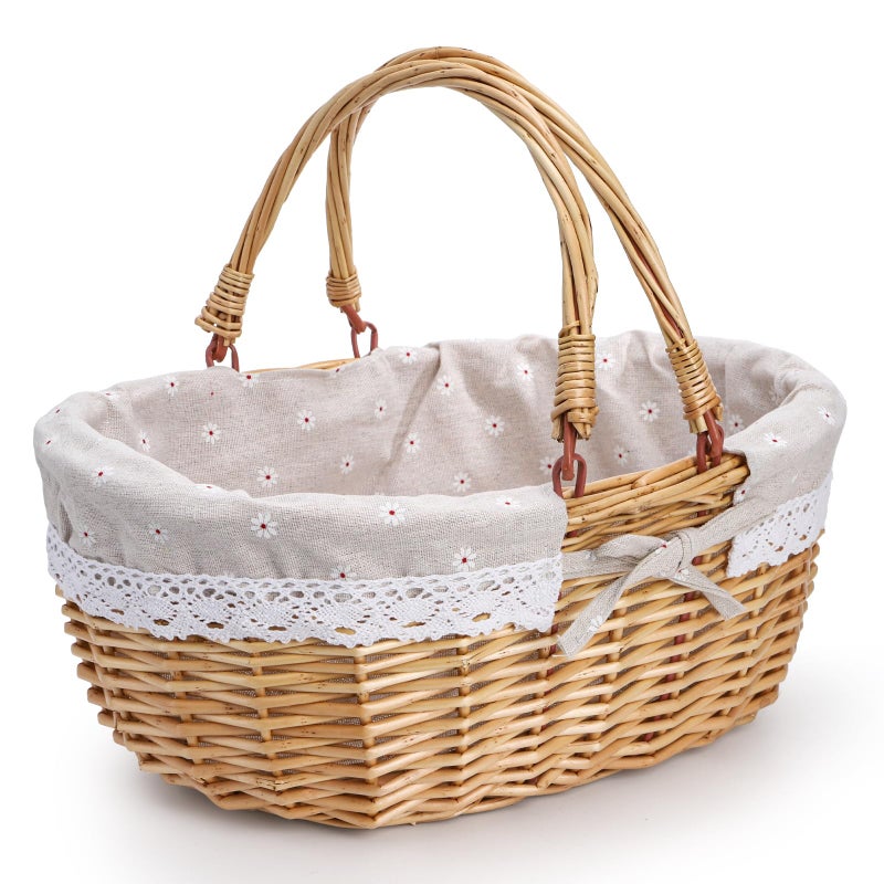 Dicunoy Wicker Picnic Basket with Handle, Large Empty Gift Basket to Fill, Open Top Market Harvest Baskets for Garden, Fruit, Candy, Wine, Easter Egg Gathering, Wedding, Vegetables - Image 1