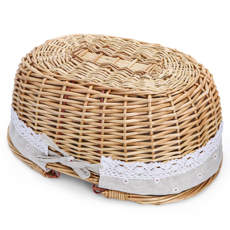 Dicunoy Wicker Picnic Basket with Handle, Large Empty Gift Basket to Fill, Open Top Market Harvest Baskets for Garden, Fruit, Candy, Wine, Easter Egg Gathering, Wedding, Vegetables - Image 5