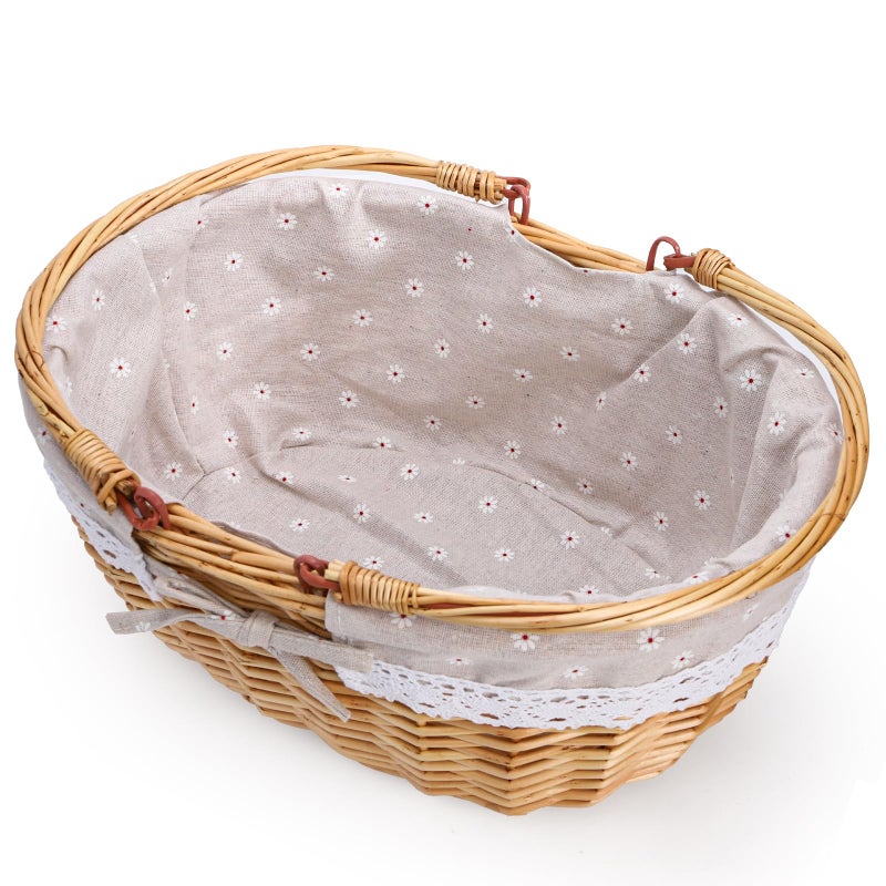 Dicunoy Wicker Picnic Basket with Handle, Large Empty Gift Basket to Fill, Open Top Market Harvest Baskets for Garden, Fruit, Candy, Wine, Easter Egg Gathering, Wedding, Vegetables - Image 4