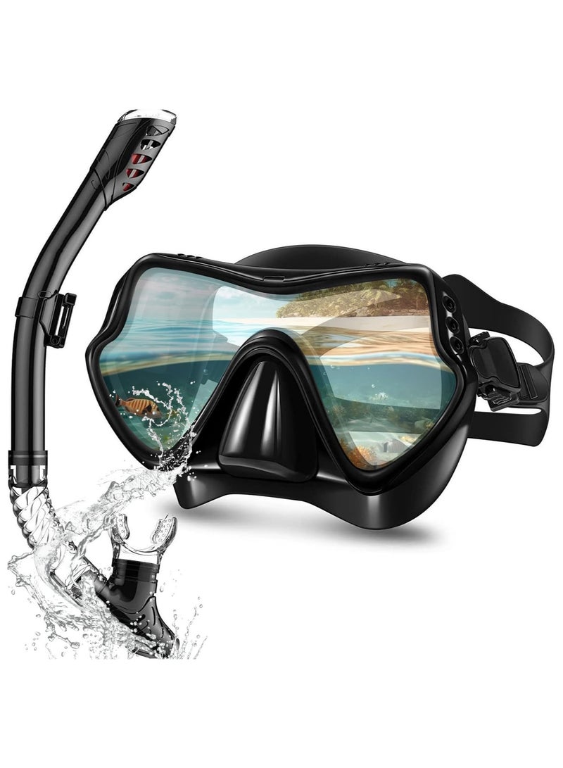 كينجمازي معدات الغوص للكبار ، قناع الغوص الجاف ، 180 ° بانورامية عرض واسع معدات الغوص المهنية التنفس بحرية قناع الغوص - Image 1