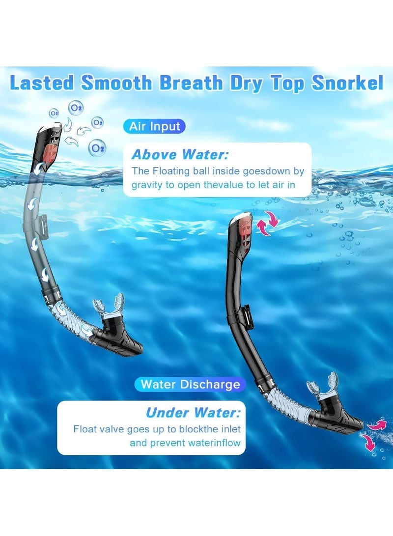 كينجمازي معدات الغوص للكبار ، قناع الغوص الجاف ، 180 ° بانورامية عرض واسع معدات الغوص المهنية التنفس بحرية قناع الغوص - Image 4