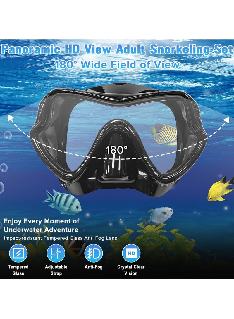 كينجمازي معدات الغوص للكبار ، قناع الغوص الجاف ، 180 ° بانورامية عرض واسع معدات الغوص المهنية التنفس بحرية قناع الغوص - Image 5
