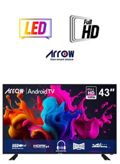 43 Inch Full HD Smart LED TV with Android 14, 1920x1080 Resolution, 5000:1 Contrast, 16:9 Aspect Ratio, 60Hz Refresh Rate, 2 HDMI (including HDMI 2.1) & 2 USB Ports, Screen Casting, Wi-Fi, Stereo Sound, Wall Stand | RO-43LPS