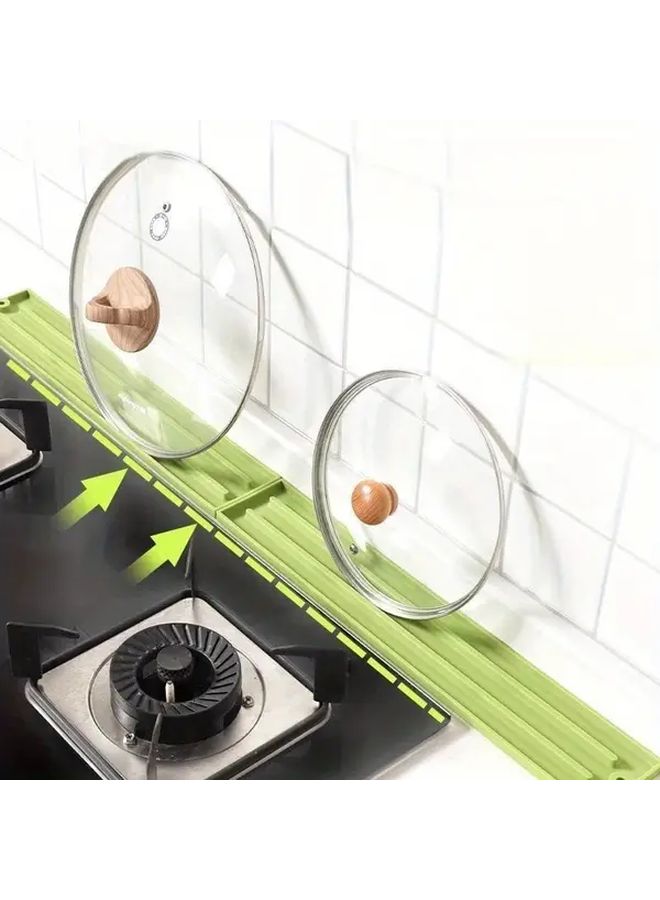 Green Silicone Pot Lid Holder Heat Resistant Non Slip Easy Clean Space Saving Design for Gas and Electric Stoves Universal Fit Kitchen Organization Stove Top Protector Modern Durable Kitchenware - Image 1