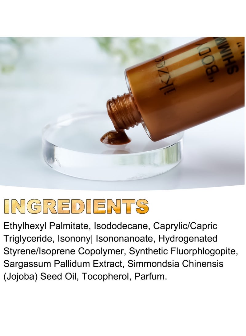 IKZEE زيت لامع للجسم من جولدن براون، 100 مل، لوشن لامع للجسم، زيت توهج، زيت لومينزر للجسم، لوشن توهج لتفتيح الجسم، زيت جسم لامع يدوم طويلاً للجسم والوجه رقم 04 - Image 3