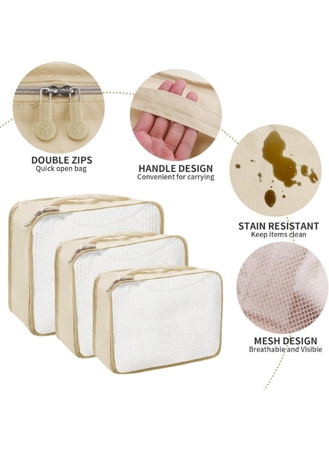 TRAVEL 6 Pieces Travel Luggage Organizer Clothes Storage Suitable for Travel and Outdoor Use Waterproof Travel Accessories Travel Bag (Biege)  - Image 3