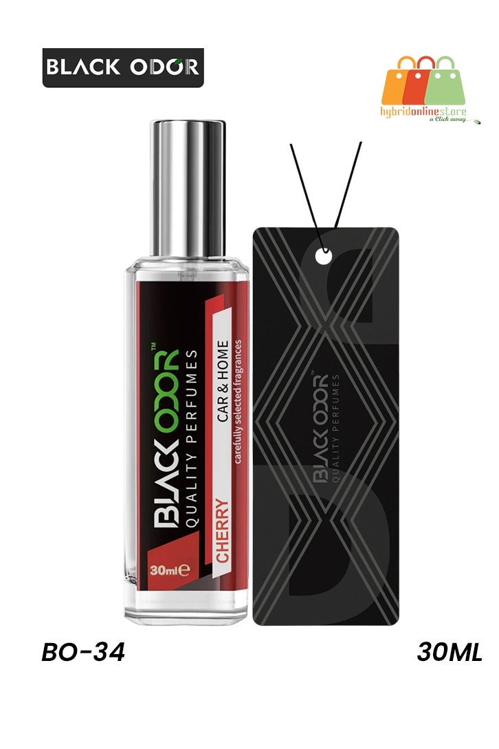 BLACK ODOR Cherry Car u0026 Home Perfume – Long-Lasting Luxury Air Freshener (30ml + Hanging Freshener) - Image 3