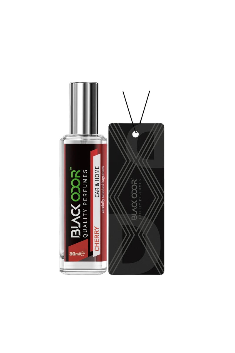 BLACK ODOR Cherry Car u0026 Home Perfume – Long-Lasting Luxury Air Freshener (30ml + Hanging Freshener) - Image 2
