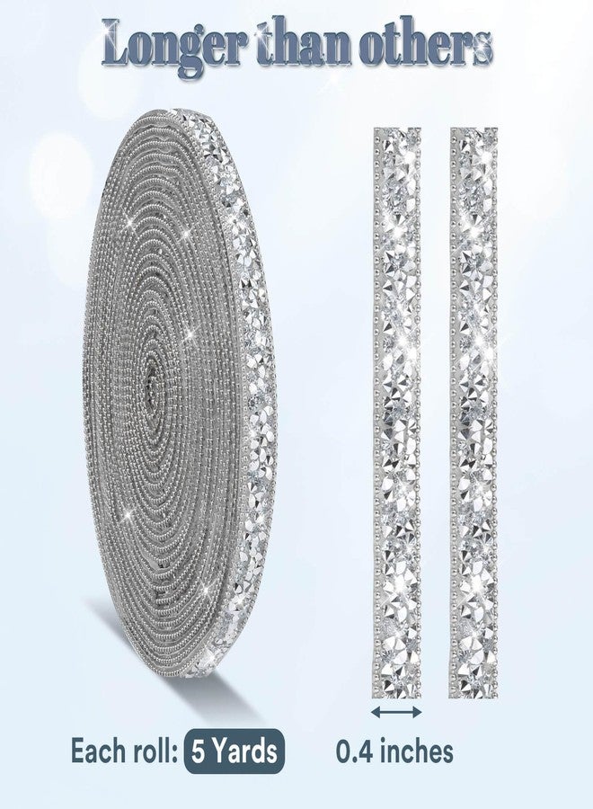 Tetutor 5 Yards Self Adhesive Rhinestone Ribbons, Sliver Rhinestone Strips, Diamond Crystal Rhinestone Ribbon Roll Stickers Glitter Bling Ribbons Rhinestone for Crafts Fabric Car Shoes Décor - Image 4