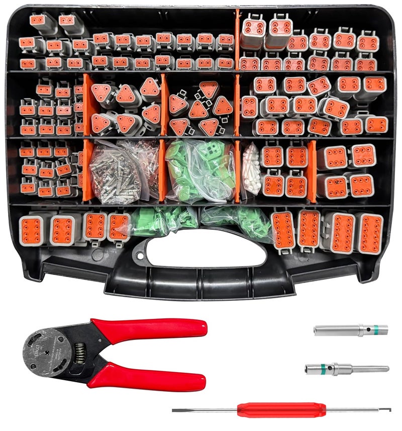 GKG 602PCS Deustch Connector Kit 2 3 4 6 8 12 Pin DT Connectors with Deutsch Crimp Tool Removal Tool Size 16 Solid Contacts 1416AWG IP68 Waterproof Automotive Electrical Connectors - Image 2