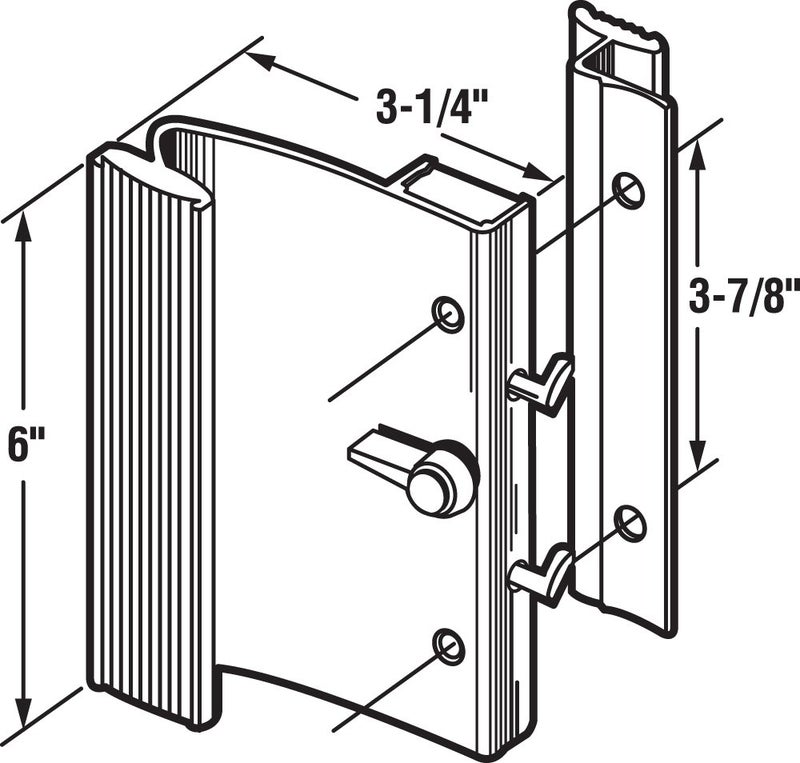 Prime-Line C 1014 Ador/HiLite, Diecast, Surface Mounted Sliding Patio Door Handle (Single Pack) - Image 2