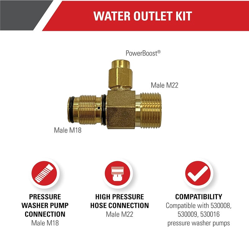 Simpson Cleaning 7106264 Replacement Water Outlet Kit for AAA Pressure Washer Pumps M22 Gold - Image 2