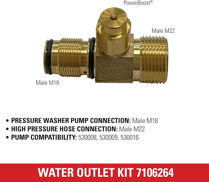 Simpson Cleaning 7106264 Replacement Water Outlet Kit for AAA Pressure Washer Pumps M22 Gold - Image 4