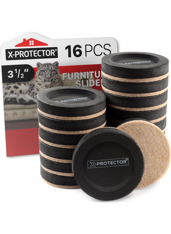 X-Protector Felt Furniture Sliders for Hardwood Floors X-PROTECTOR 16 PCS 3 - Furniture Slider with Unique Design - Heavy-Duty Furniture Movers for Hard Surfaces - Felt Sliders - Move Your Furniture Easily!  - Image 1