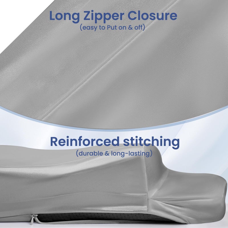 Zelimun Satin Pillowcase for Cervical Pillows, (Cover Only) Fit for Orthopedic Neck Support Pillow, Silky Smooth Pillowcase Cover with Zipper Closure (Gray) - Image 5