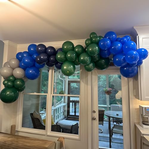 Togvu Balloons Green and Blue, 60Pcs 12 Inch Navy Blue Green White Latex Party Balloons for Kids Birthday, Jungle Safari Themed Party, Dinosaur Party Supplies, Baby Shower, Wedding, Anniversary - Image 3