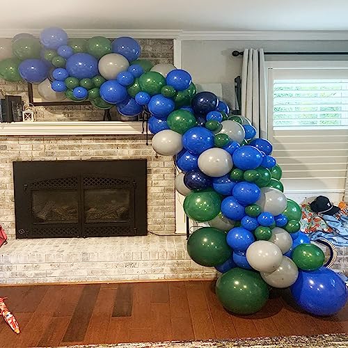 Togvu Balloons Green and Blue, 60Pcs 12 Inch Navy Blue Green White Latex Party Balloons for Kids Birthday, Jungle Safari Themed Party, Dinosaur Party Supplies, Baby Shower, Wedding, Anniversary - Image 5