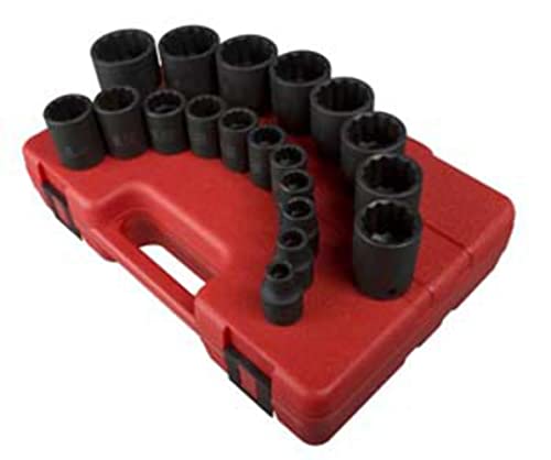 SUNEX TOOLS 2819 1/2-Inch Drive 12-Point SAE Impact Socket Set, 19 Piece - Image 2