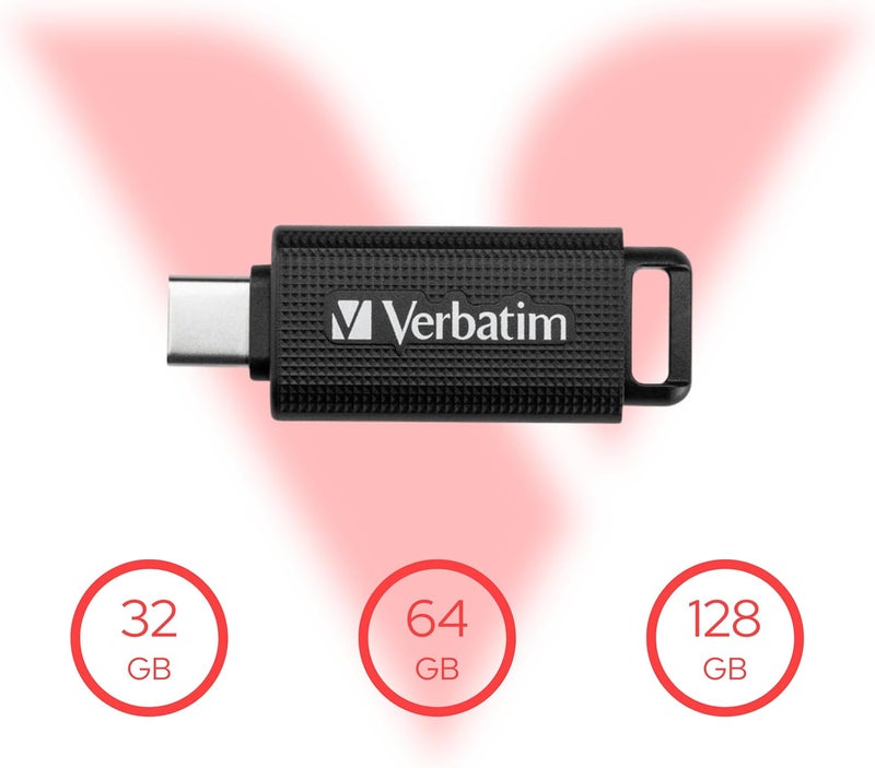 VERBATIM Durable versatile substance Store 'n' Go USB-C Stick Compact Memory Stick with 128GB Data Storage Portable USB Stick in Black Ideal for Mobile Phone, Laptop, PC and Notebook Consistent single item quality - Image 2