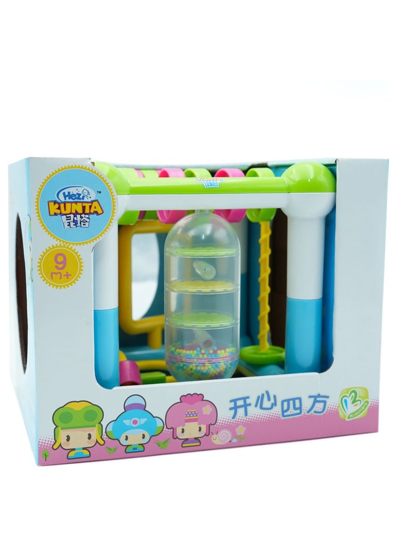 HEZI Jolly Cube 4 in 1 Activity Center Toy , Colorful Sensory Development Cube for Babies 9+ Months , Interactive Rattle, Spinning Beads, Sliding Gears & Shape Exploration , Durable, Safe Early Learning Toy Gift - Image 5