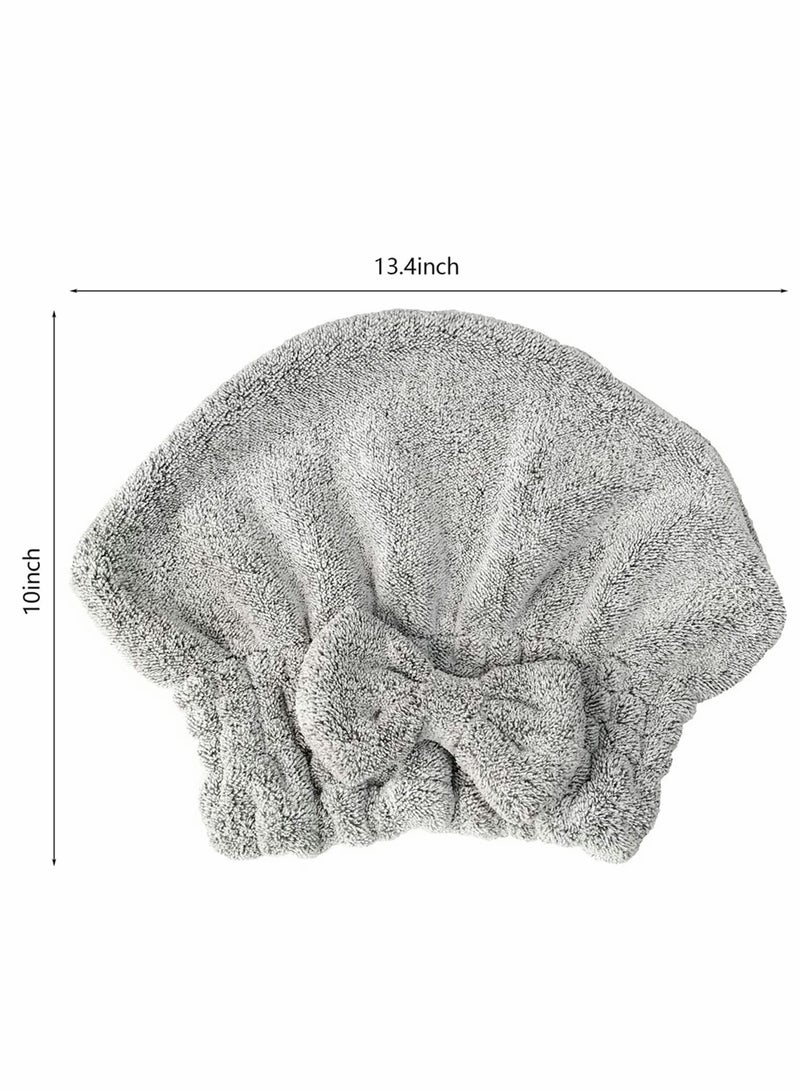 Quick Dry Microfiber Hair Towel Cap Set for Curly Thick Hair with Scalp Massager Brush for Women and Girls, 3 Pieces - Image 4