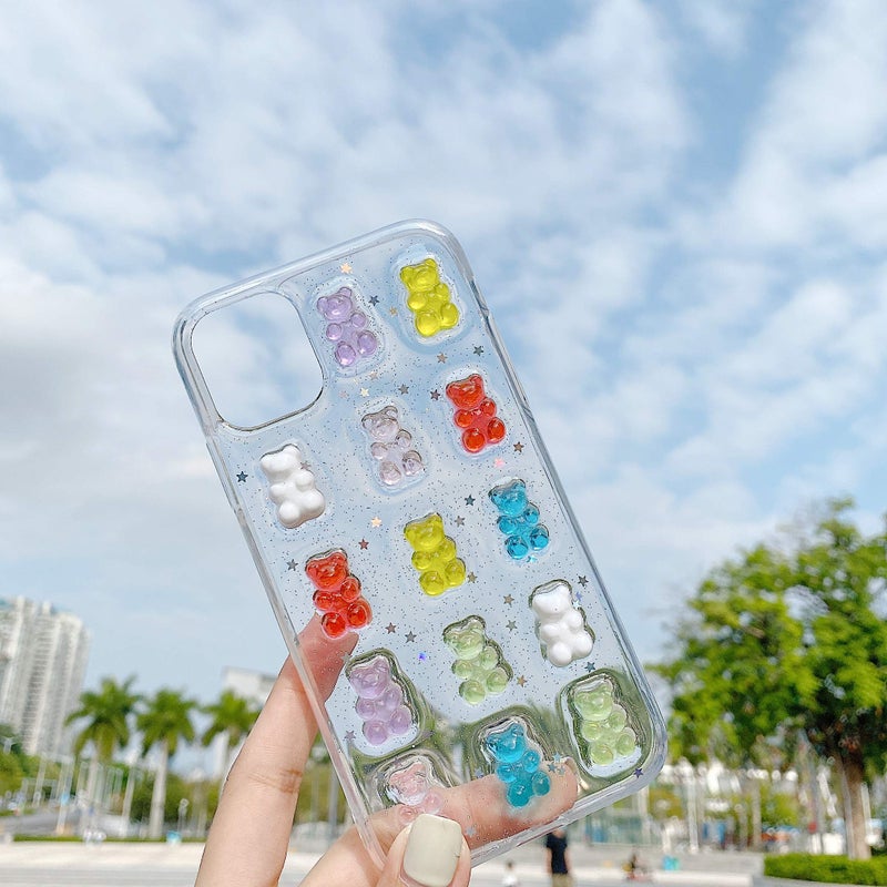 UnnFiko Cute Clear Phone Case for iPhone 15 Pro Max, Super Kawaii Cartoon Bears, Funny Creative Soft Protective Phone Cases Cover for iPhone 15 Pro Max(Bears) - Image 3