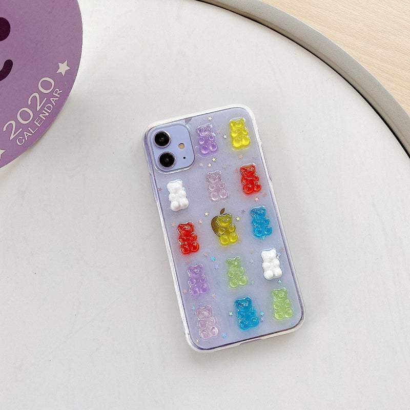 UnnFiko Cute Clear Phone Case for iPhone 15 Pro Max, Super Kawaii Cartoon Bears, Funny Creative Soft Protective Phone Cases Cover for iPhone 15 Pro Max(Bears) - Image 4