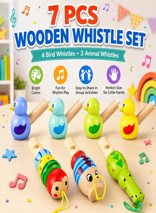 Garneck 7 Pcs Wooden Whistle Set: Cute Bird Animal Whistles for Kids Toddler Colorful Music Noisemakers for Birthday Party Classroom Rhythm Activity props - Image 2