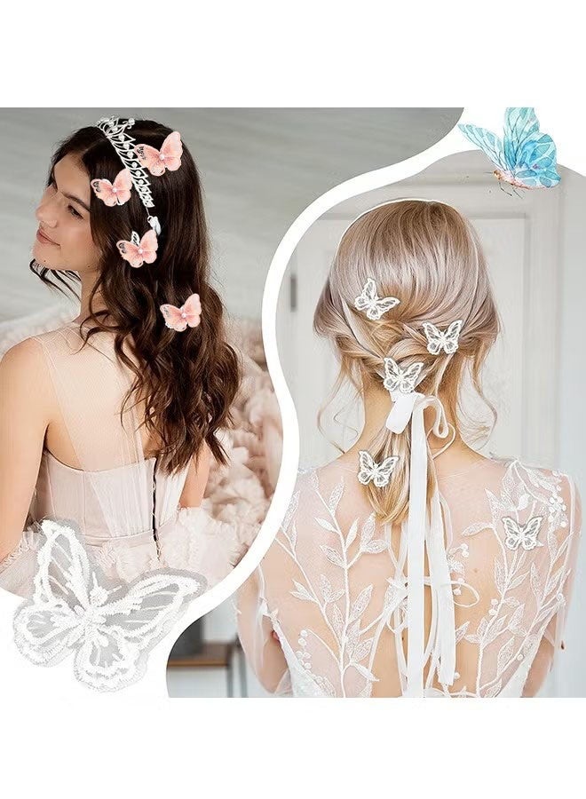 Happy D 41-piece set of multicolor lace butterfly hair clips, cute hair clips embroidered butterfly hair pins, short crocodile clips, butterfly fairy hair accessories, suitable for women and girls, cosplay, wedding, party, gift decoration - Image 3