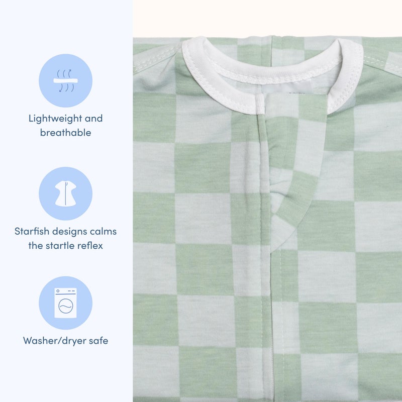 SleepingBaby Zipadee-Zip Transition Swaddle - Cozy Baby Swaddle Blanket with Zipper Convenience - Roomy Wearable Blanket for Easy Diaper Changes - Sea Green/Blue, Medium (6-12 Month) - Image 3