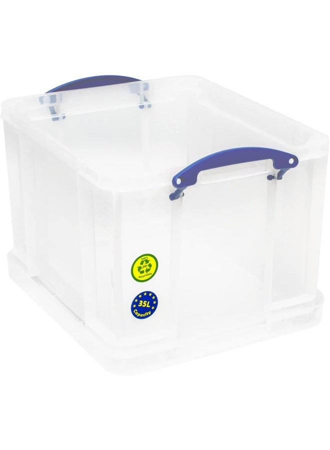 Really Useful Box 35L – Large Clear Plastic Storage Box with Secure Clip Lid & Sturdy Handles for Home, Office, Garage  Ideal for Toys, Documents, Clothing, Tools & General Storage Needs - Image 5