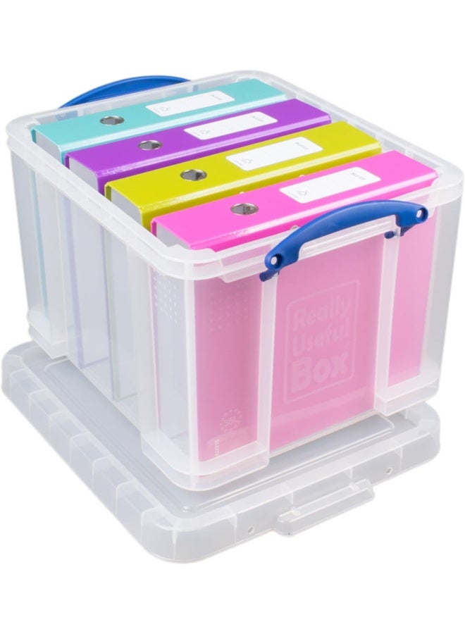 Really Useful Box 35L – Large Clear Plastic Storage Box with Secure Clip Lid & Sturdy Handles for Home, Office, Garage  Ideal for Toys, Documents, Clothing, Tools & General Storage Needs - Image 3