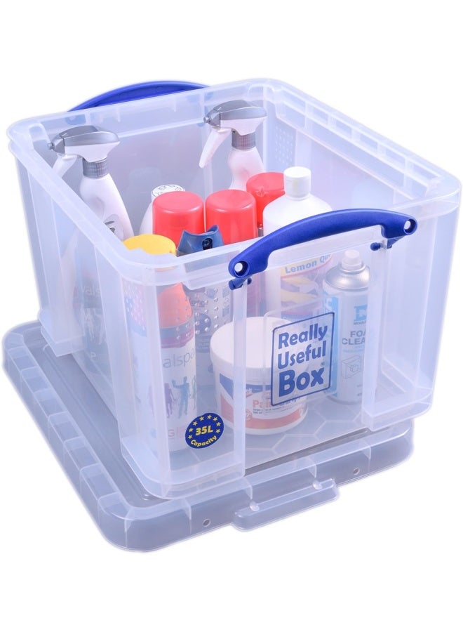 Really Useful Box 35L – Large Clear Plastic Storage Box with Secure Clip Lid & Sturdy Handles for Home, Office, Garage  Ideal for Toys, Documents, Clothing, Tools & General Storage Needs - Image 2