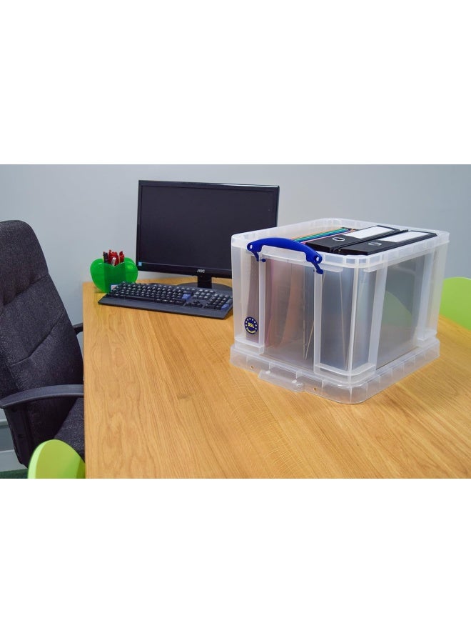 Really Useful Box 35L – Large Clear Plastic Storage Box with Secure Clip Lid & Sturdy Handles for Home, Office, Garage  Ideal for Toys, Documents, Clothing, Tools & General Storage Needs - Image 4