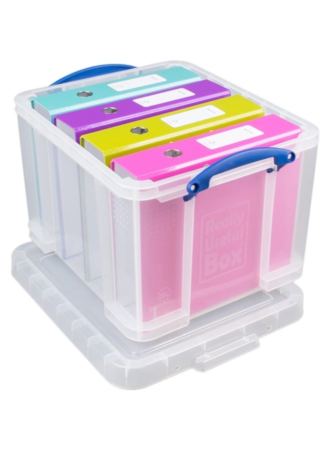 Really Useful Box 35L – Large Clear Plastic Storage Box with Secure Clip Lid & Sturdy Handles for Home, Office, Garage  Ideal for Toys, Documents, Clothing, Tools & General Storage Needs - Image 1