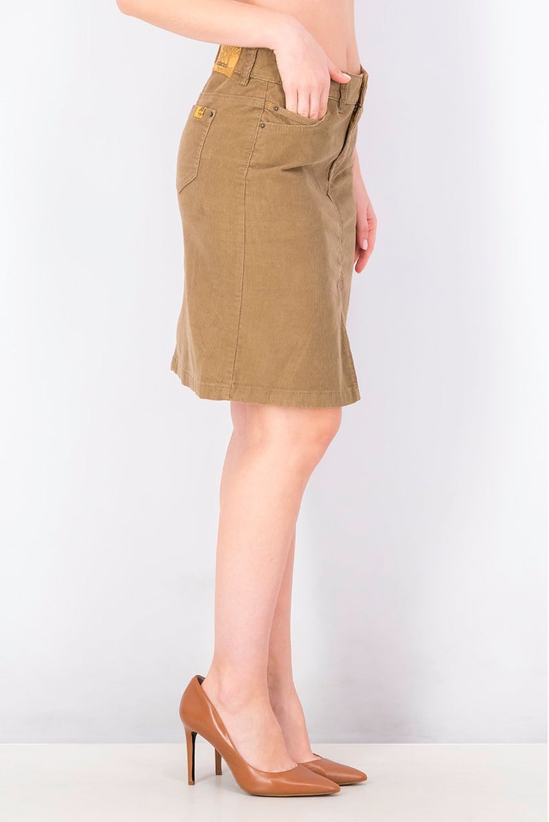 Timberland Women Corduroy Mini Skirt, Tan - Image 2