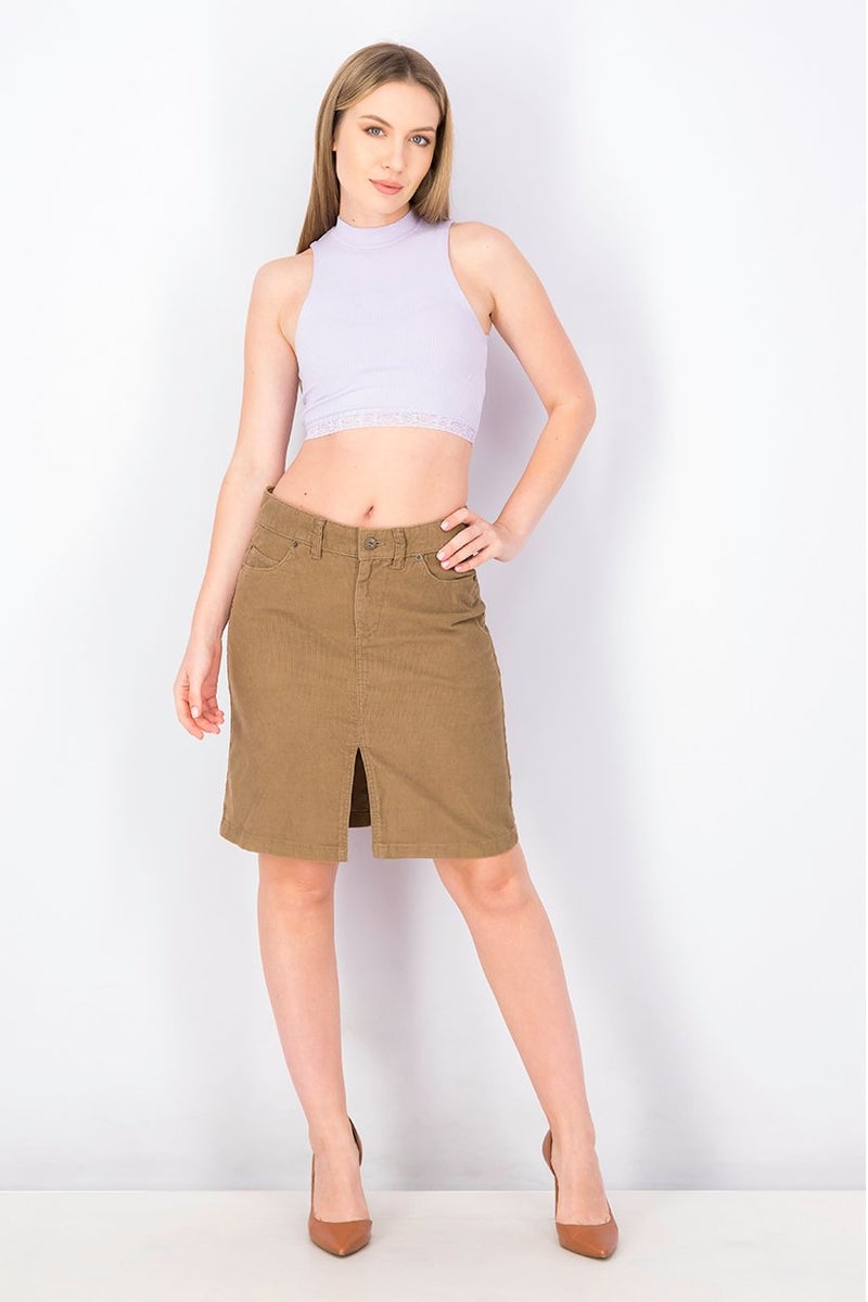 Timberland Women Corduroy Mini Skirt, Tan - Image 4