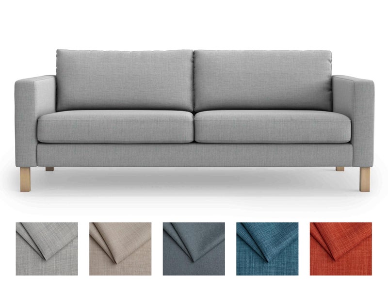 MASTERS OF COVERS MASTERS OF COVERS Snug Fit Karlstad 3 Seat Not 2 Seat Sofa Cover Slipcover for The IKEA Karlstad Three Seat Slipcover ReplacementLight Grey Length80 